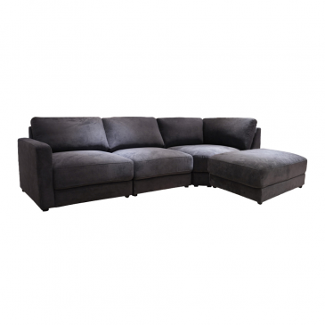 Sofa Module Góc L | Hamilton | Vải Polyester | Ghi Đậm | R268xs95/184xc43/78cm